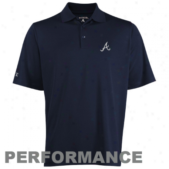 Antigua Atlanta Braves Pique Performance Polo - Navy Blue