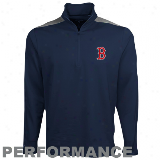 Antigua Boston Red Sox Navy Blur Succeed Quarter Zip Playing Pullover Jacket