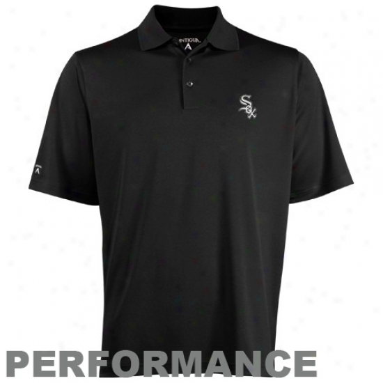 Antigua Chicago White Sox Black Exceed Polo