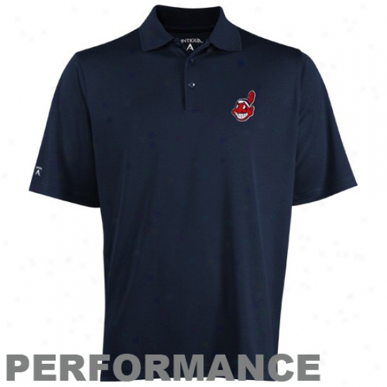 Antigua Cleveland Indians Navy Blue Exceed Polo