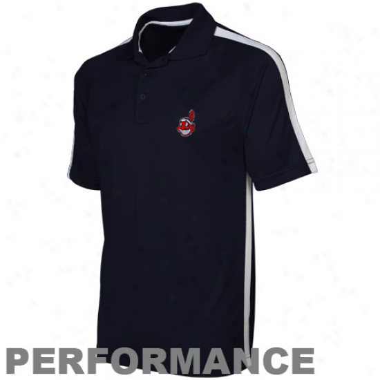 Antigua Cleveland Indians Navy Blue Revel Performance Polo