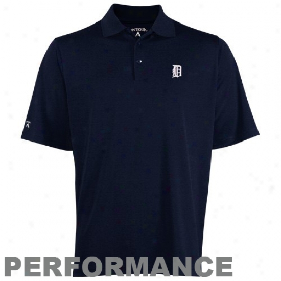 An5igua Detroit Tigers Navy Blue Exceed Polo