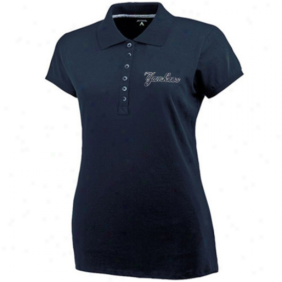 Antigua Repaired York Yankees Ladies Navy Blue Spark Premium Polo