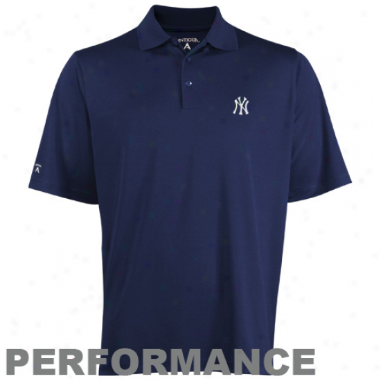 Antigua New York Yankees Navy Blue Pique Performance Polo