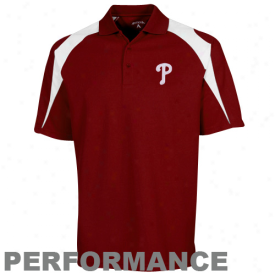 Antigua Phiadelphia Phillies Red Innovate Performance Polo