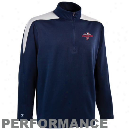 Antigua St. Louis Cardinals Naavy Blue 2011 World Series Champions Succeed Quarter Zip Performance Pullover Jacket