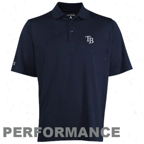 Antigua Tampa Bay Rays Pique Performance Polo - Navy Blue