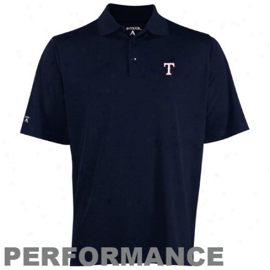 Antigua Texas Rangers Navy Blue Exceed Polo