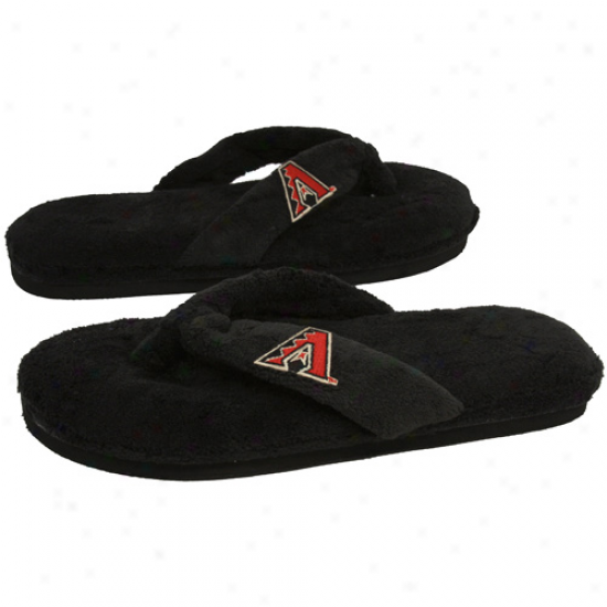 Arizona Diamondbacks Ladies Black Plush Thong Slippers