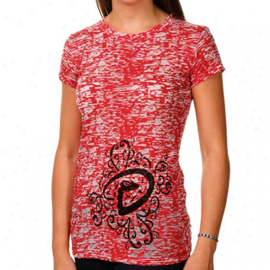 Arizona Diamondbacks Ladies Scroll Burnout Premium Crew T-shirt - Sedona Red