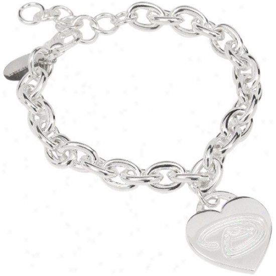 Arizona Diamondbacks Ladies Silver Heart Charm Bracelet