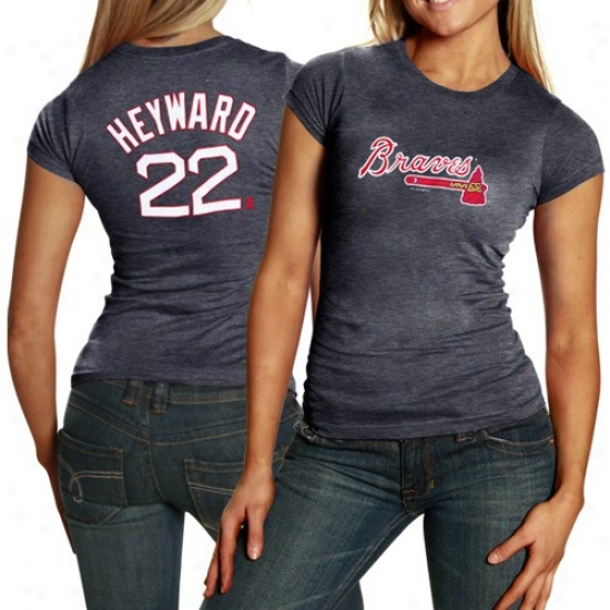Atlanta Bravves #22 Jason Heyward Ladies Navy Performer Tri-blend T-shirt