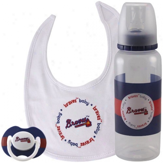 Atlanta Braves 3-piece Pacifier, Bib & Bottle Gift Set