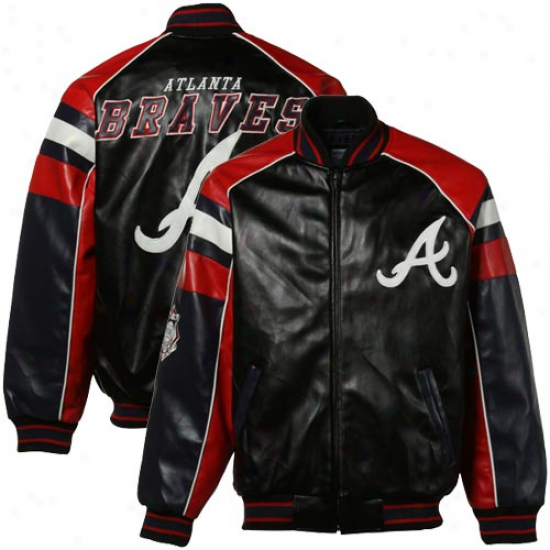 Atlanta Braves Black Varsity Entire extent Zip Pleather Jacket