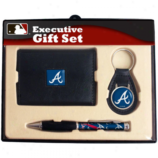 Atlanta Braves Executive Wallet, Key Fob & Pen Gift Set