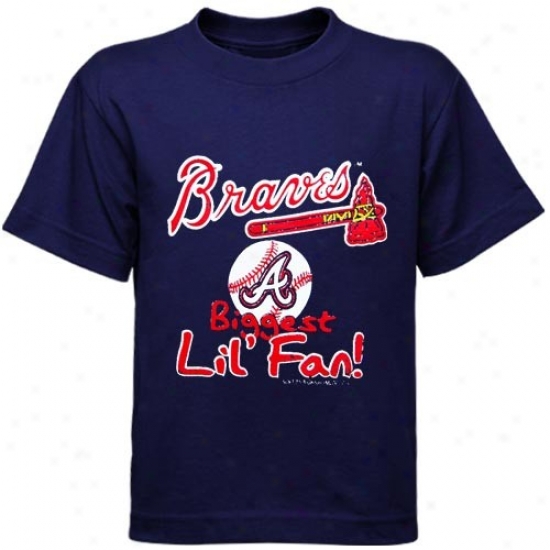 Atlanta Braves Infant Navy Blue Biggest 'lii Fan T-shirt