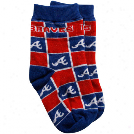 Atlanta Braves Infant Red-navy Blue Block Socks