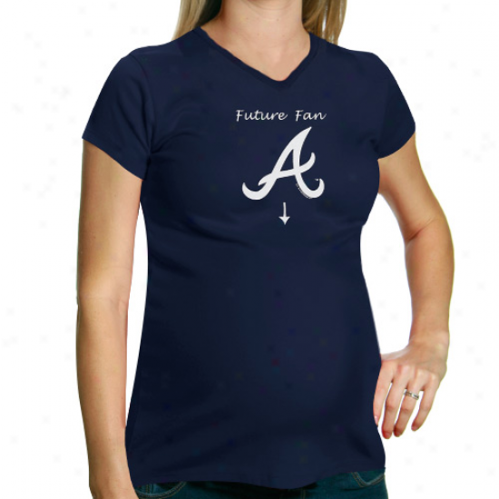 Atlanta Braves Ladies Future Fan Maternity V-neck T-shirt - Navy Blue
