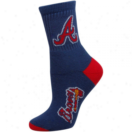 Atlanta Braves Ladies Navy Blue-red Dual-color Team Logo Company Socks