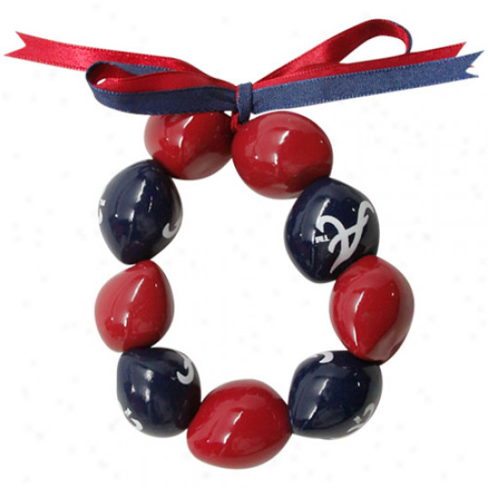 Atlanta Braves Ladies Navy Blue-red Kukui Beaded Bracelet