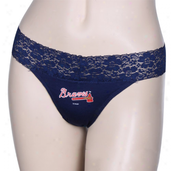 Atlanta Braves Ladies Navy Blue Super-soft Thong Underwear