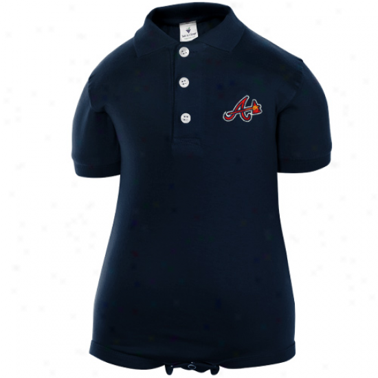 Atlanta Braves Navy Blue Infant Golf Shirt Mascot Creeper