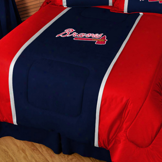 Atlannta Braves Navy Blue-red Mvp Full/queen Size Comforter