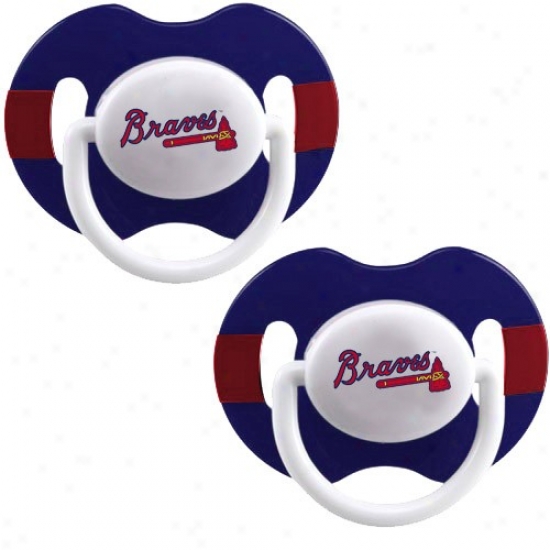 Atlanta Braves Royal Blue-red Striped 2-pack Team Logo Pacifiers