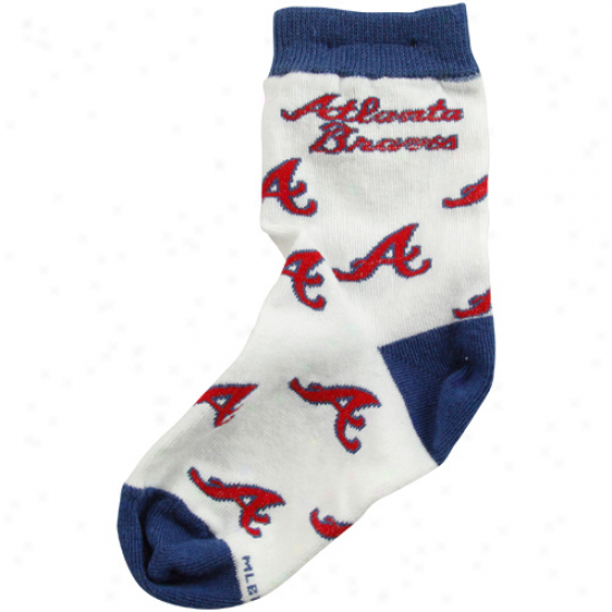 Atlanta Braves Toddler Allover Crew Socks - White