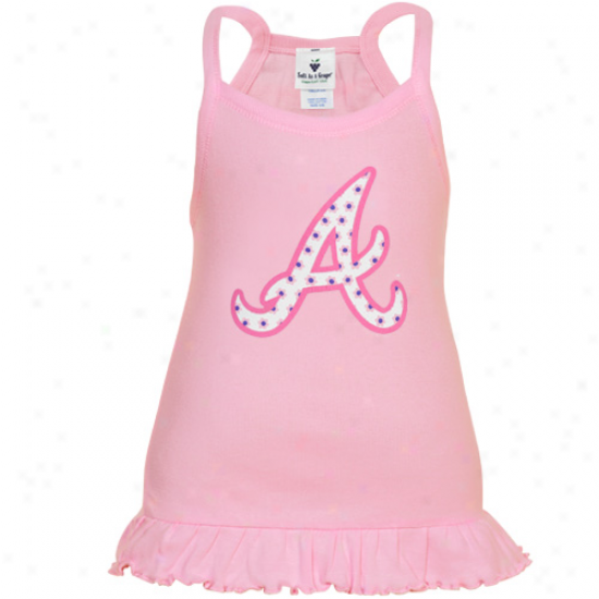 Atlanta Braves Toddler Girls Pink Ruffle Logo Tunic Tank Top