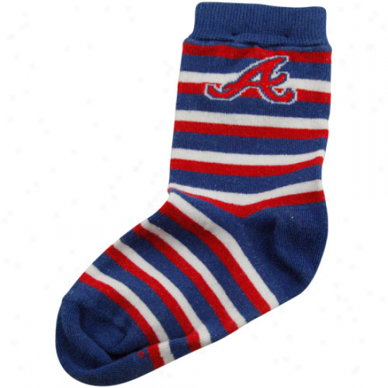 Atlata Braves Toddler Sport Stripe Socks - Royal Blue/red