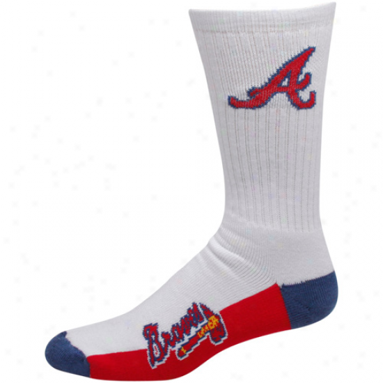 Atlanta Braves Tri-color Logo Crew Socks - White