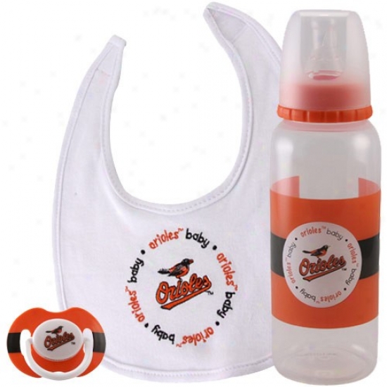 Baltimore Orioles 3-piece Pacifier, Bib & Bottle Gift Set