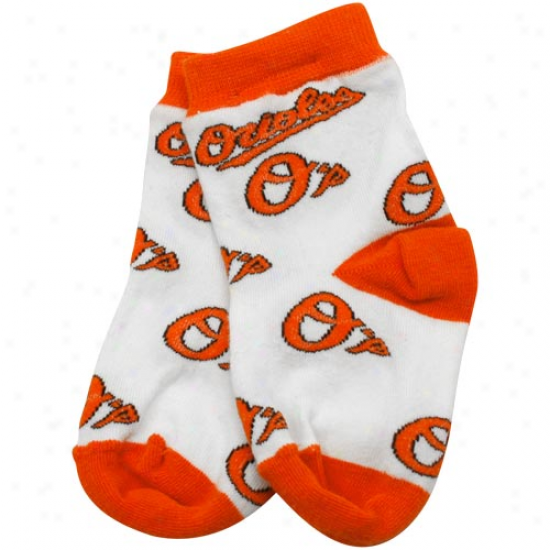 Baltimore Orioles Infant White Allover Crew Socks