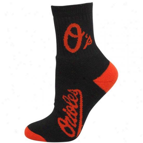 Baltimore Orioles Ladies Black-orange Dual-color Team Logo Crew Socks