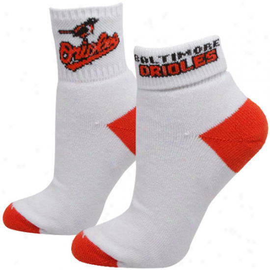 Baltimore Orioles Ladies White-oange Roll-down Socks