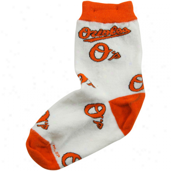 Baltimore Orioles Toddler Allover Crew Socks - White