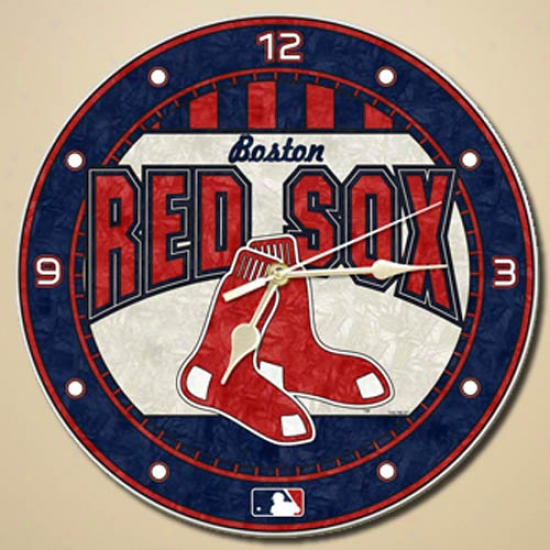 "boston Red Sox 12"" Art-glass Wall Clock"