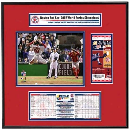 Boston Red Sox 2007 World Series Ticket Frame Jr.- Papelbon/varitek Celebration