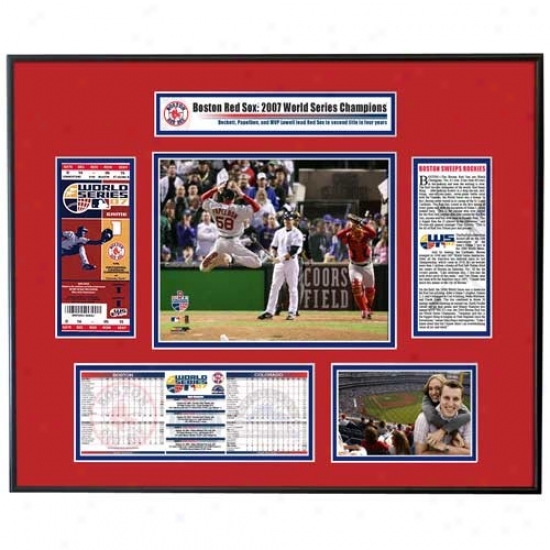 Bpston Red Sox 2007 World Series Ticket Frame- Papelbon/varitek Celebration