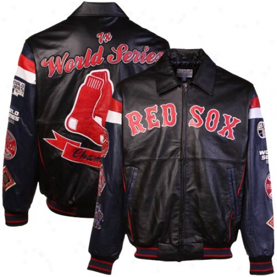 Boston Red Sox Blsck 7x World Series Champions Commemorative Varsity Leathr Jack3t