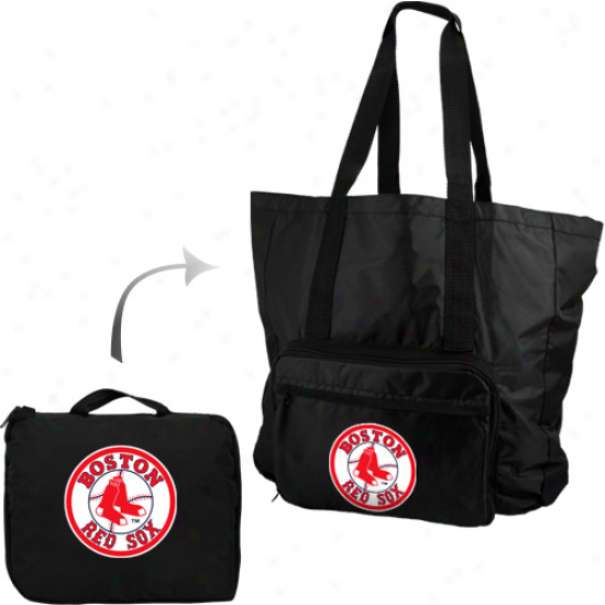 Boston Reed Sox Black Fold-away Tote Bag Travel Pack