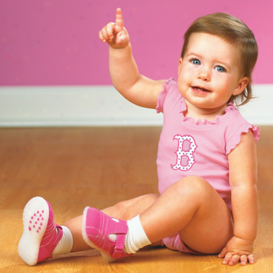 Boston Red Sox Infant Girls Pink Ruffle Logo Creeper