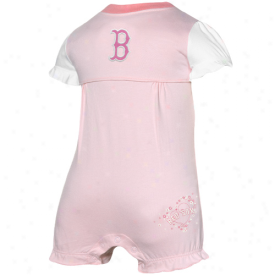 Boston Red Sox Infant Girls Pink Ruffled Rompee