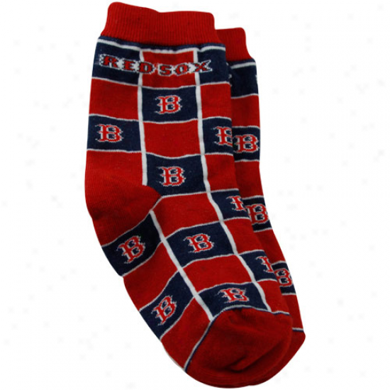 Boston Red Sox Infant Red-navy Azure Block Socks