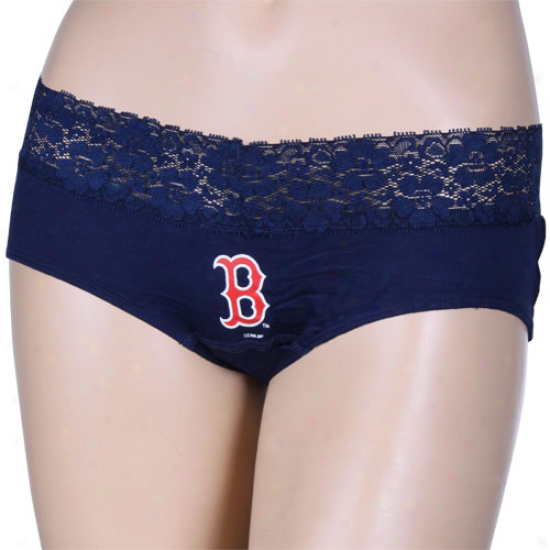 Boston Red Skx Ladies Navy Blue Super Soft Lace Trim Panties