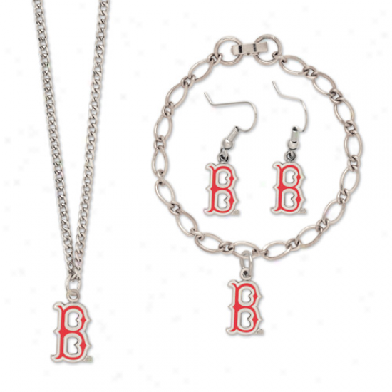 Boston Red Sox Ladies Silvertone Jewelry Gift Set