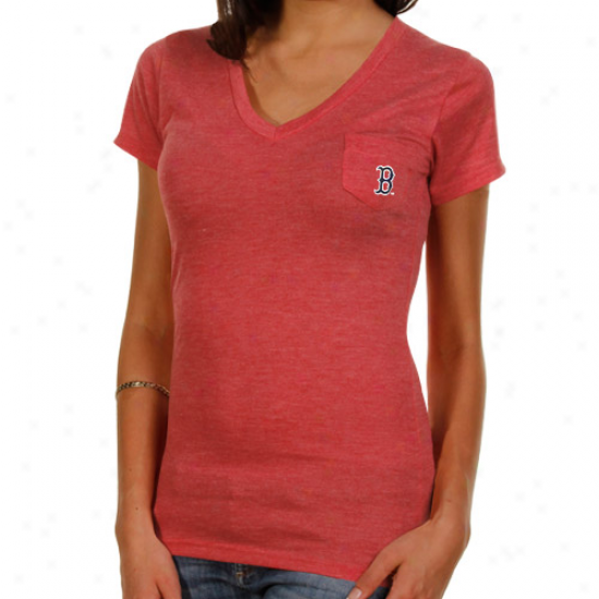 Boston Red Sox Ladies Spectrum Tri-blend V-neck T-shirt - Red
