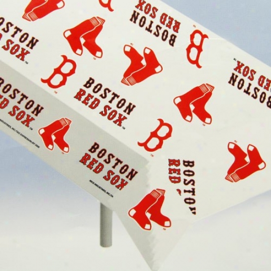 Boston Red Sox Mlb Team Logoo Plastic Tablecloth