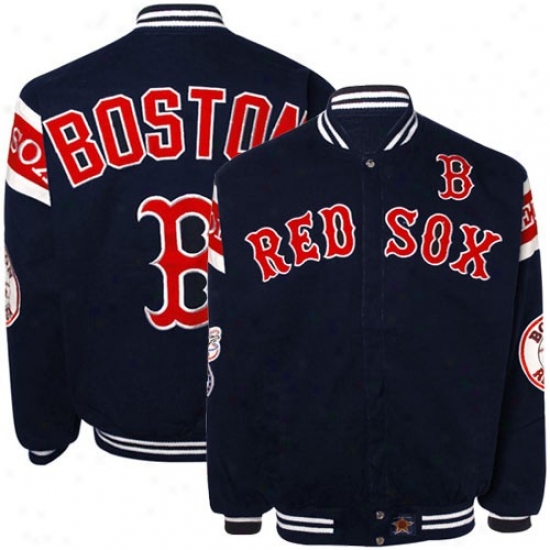 Boston Red Sox Navy Blue Full Button Twill Jacket